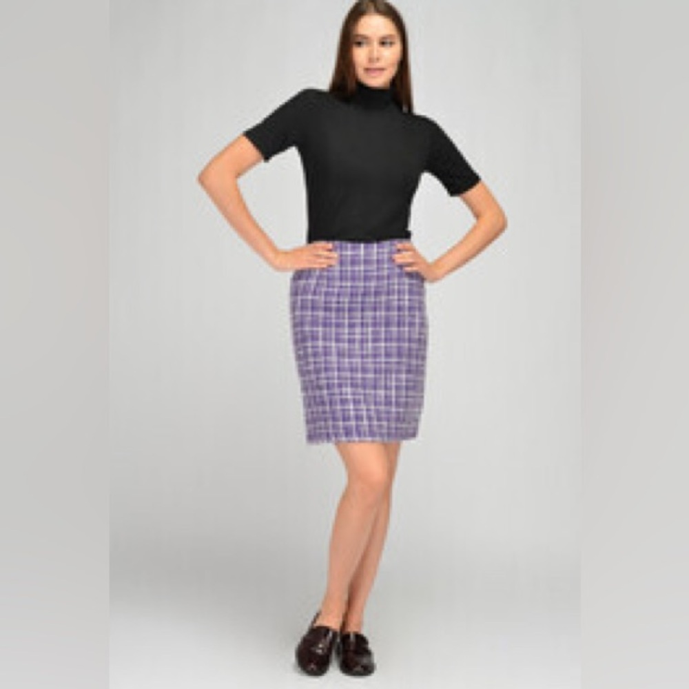 Talbots Purple Multi Color Wool Tweed A-Line Skirt